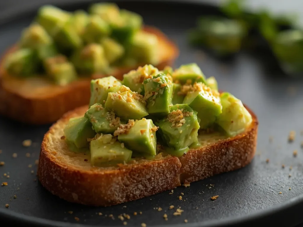 Air fryer Avocado Toast Crunch: Air fryer avocado toast with crunchy panko crust and golden toasted edges