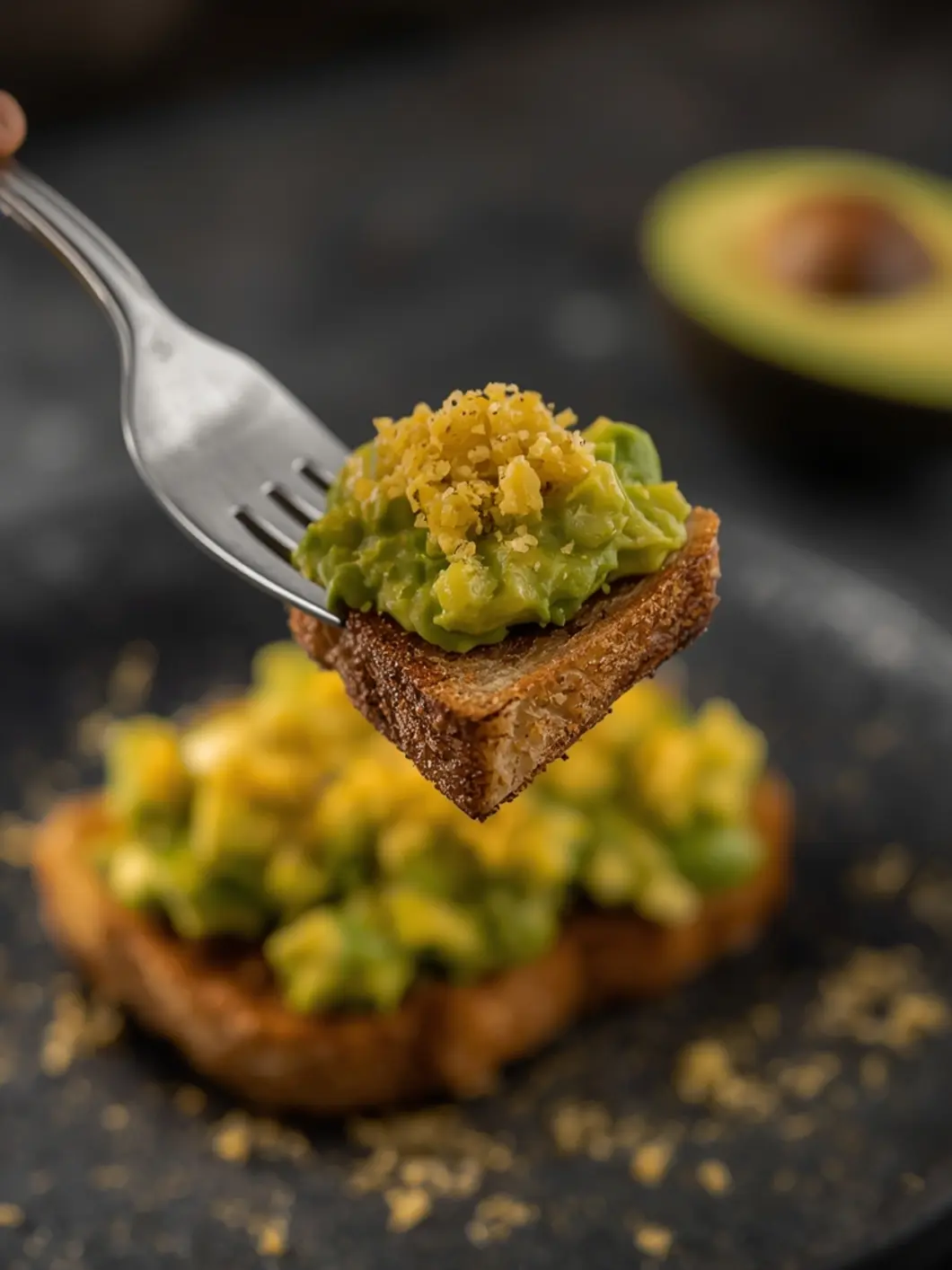 Finished avocado toast close up