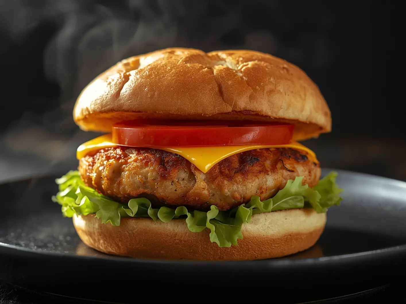 Air Fryer Bubba Chicken Burgers: Crispy golden air fryer bubba chicken burger with melted cheese on a toasted bun.