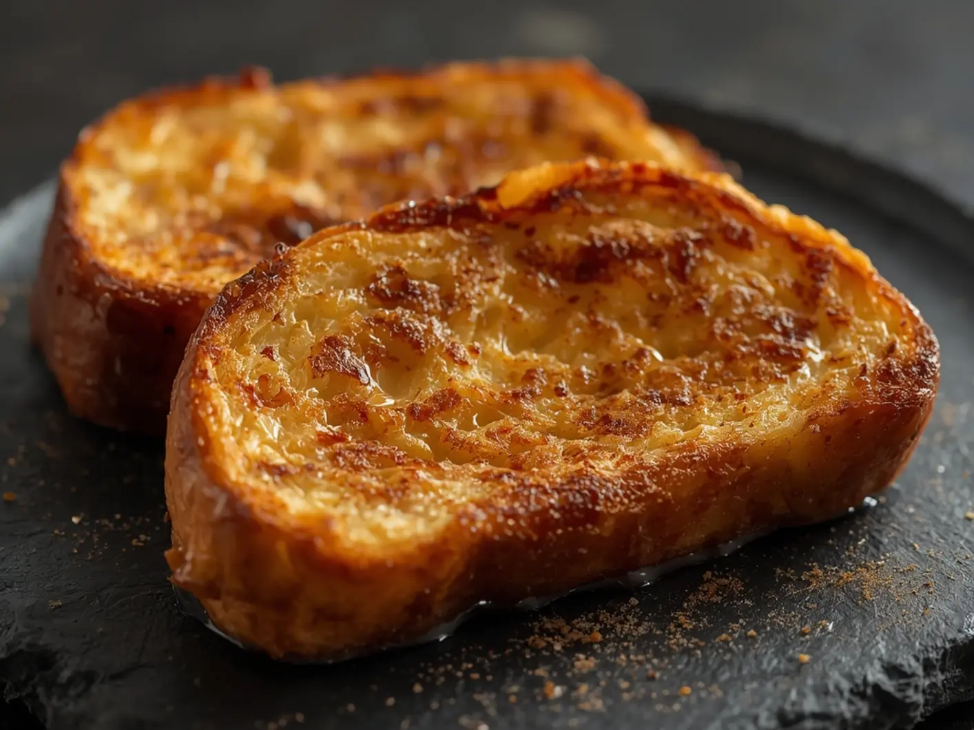 Air fryer French Toast Spring: Golden air fryer french toast slices with crispy edges and custardy center on a plate