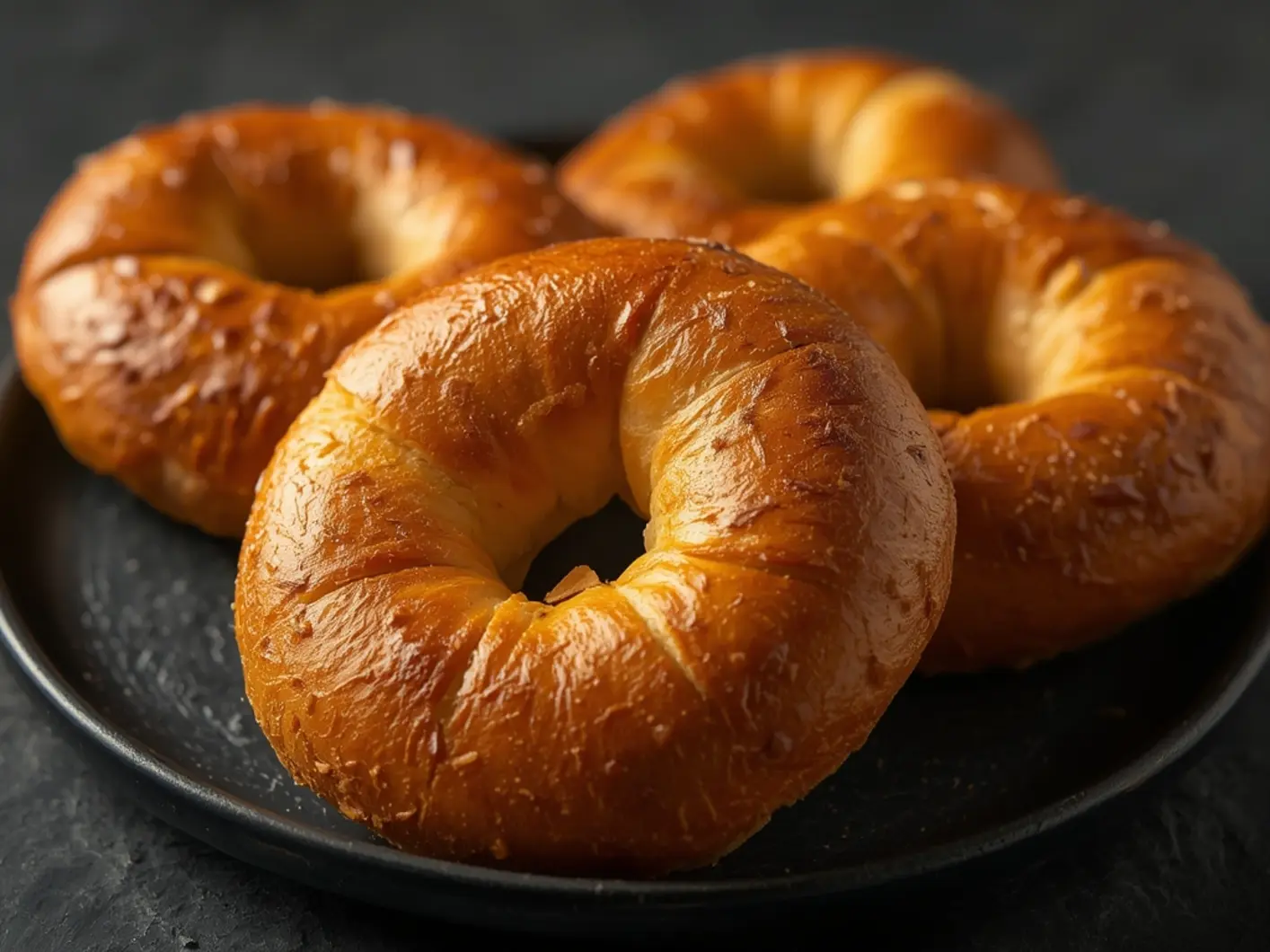 Air fryer Homemade Bagels: Golden, chewy air fryer homemade bagels with a shiny crust and soft interior on a cooling rack