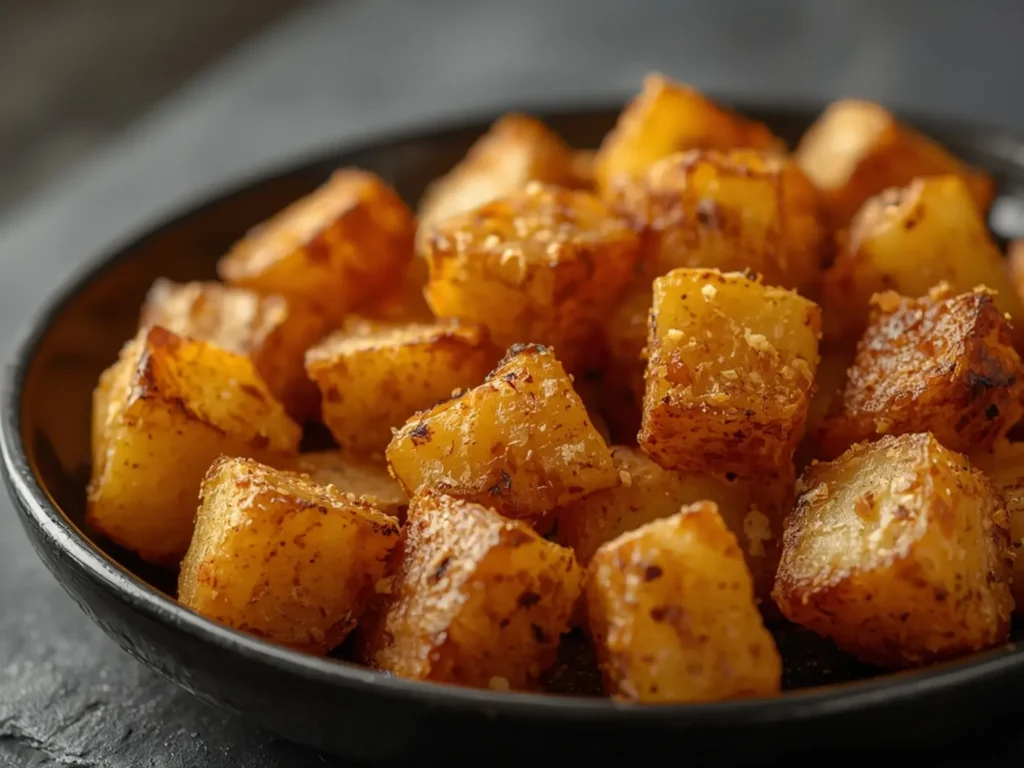 Air fryer Light Breakfast Potatoes: Golden crispy air fryer light breakfast potatoes with seasoned edges steaming in basket