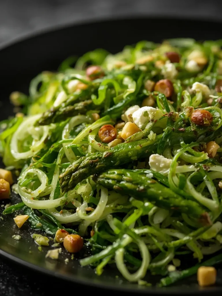 Crispy golden air fryer spring peas on a bed of fresh greens with feta cheese and mint, drizzled with lemon juice in a white bowl.