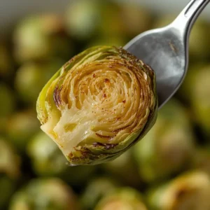 Air Fryer Brussels Sprouts: Crispy golden Air Fryer Brussels Sprouts with green centers and crunchy edges