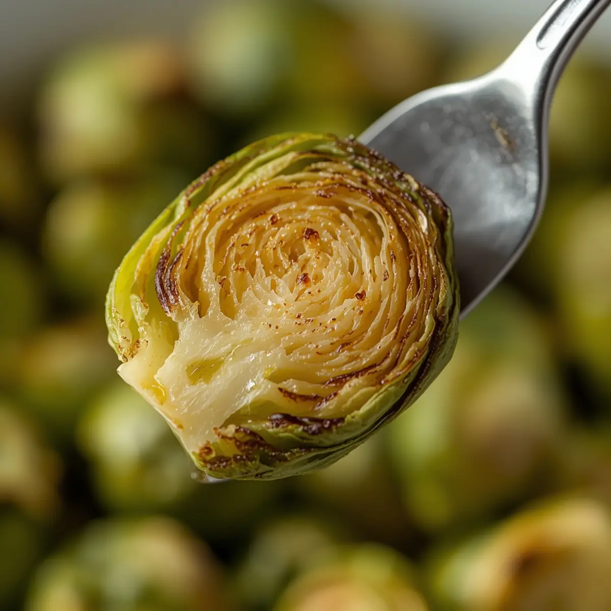 Air Fryer Brussels Sprouts: Crispy golden Air Fryer Brussels Sprouts with green centers and crunchy edges