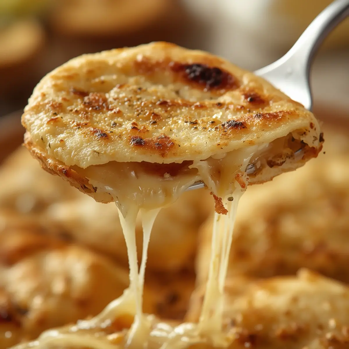 Air Fryer Cheesy Tortilla Garlic Bread: Golden crispy air fryer cheesy tortilla garlic bread with melted cheese oozing out.