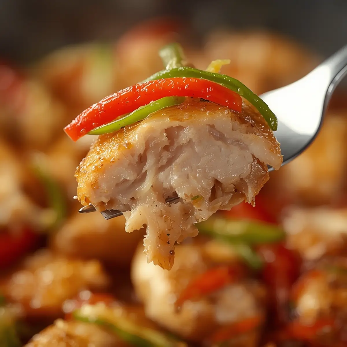 Air Fryer Chicken Fajitas: Sizzling air fryer chicken fajitas with crispy peppers and onions in a basket.