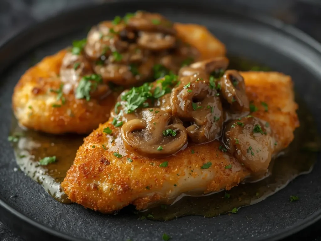Air Fryer Chicken marsala: Golden air fryer chicken Marsala with sliced mushrooms and parsley, crispy edges and rich glossy sauce.