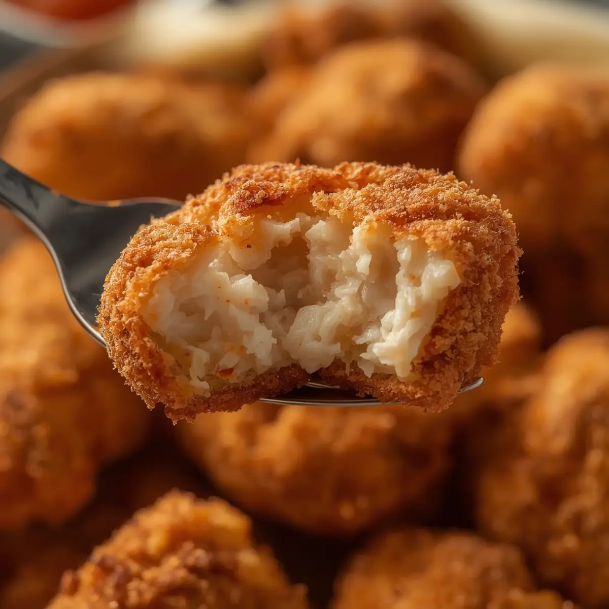 Air Fryer Chicken Nuggets: Golden crispy air fryer chicken nuggets with crunchy panko coating and juicy white meat interior on a simple plate
