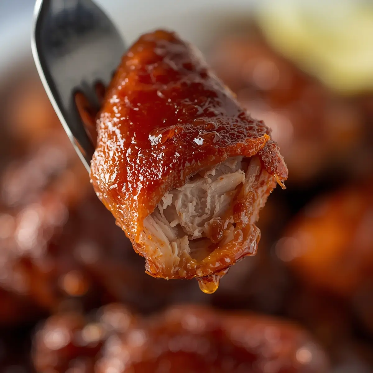 air fryer honey bbq wings: Sticky glazed air fryer honey bbq wings with crispy skin and sesame seeds