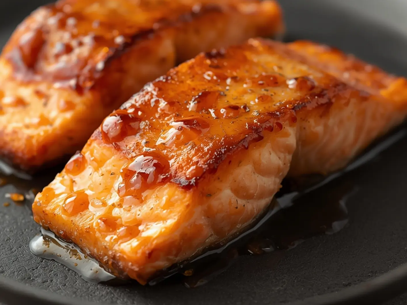 Air Fryer Honey Mustard Salmon: Juicy air fryer honey mustard salmon with a golden glaze on flaky pink fillets.