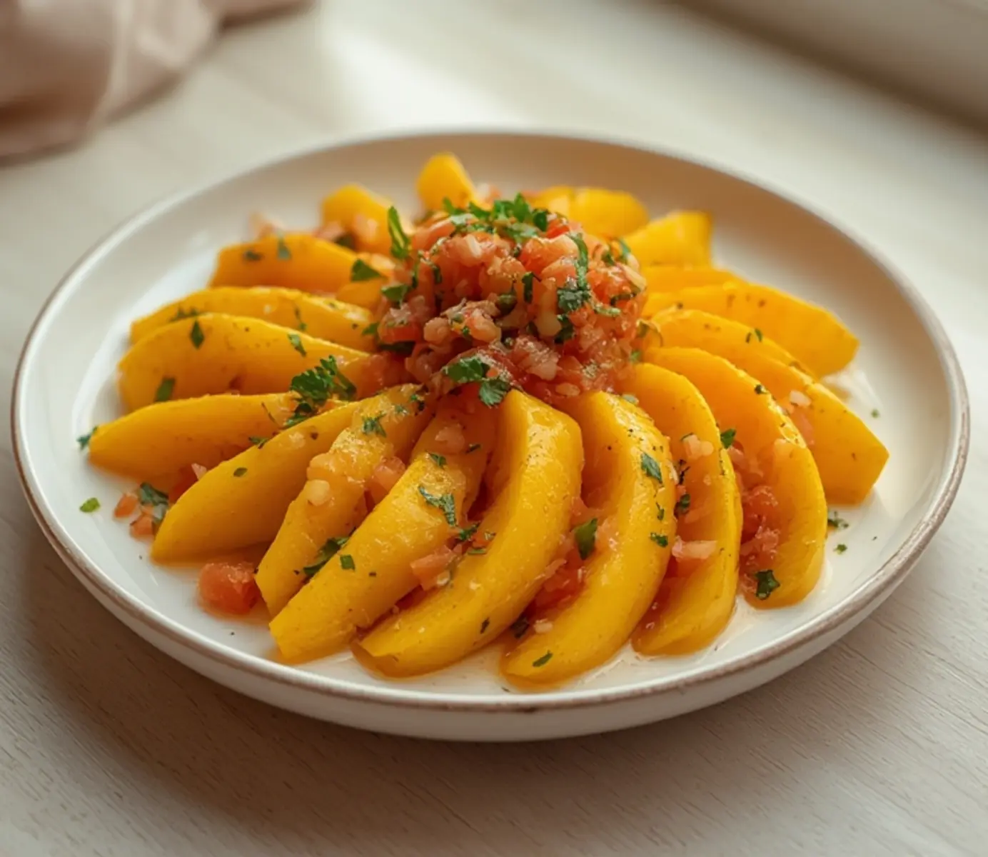 air fryer mango salsa chips: Golden crispy air fryer mango salsa chips with chunky salsa coating and visible fruit fibers.
