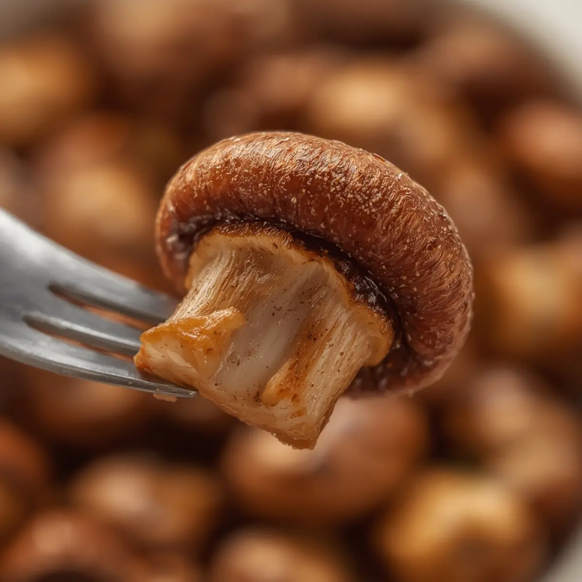 Air Fryer Mushrooms: Crispy golden brown air fryer mushrooms with fresh parsley garnish in a white bowl