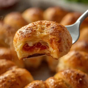 Air Fryer Pizza Rolls: Golden crispy air fryer pizza rolls with melted cheese oozing out.