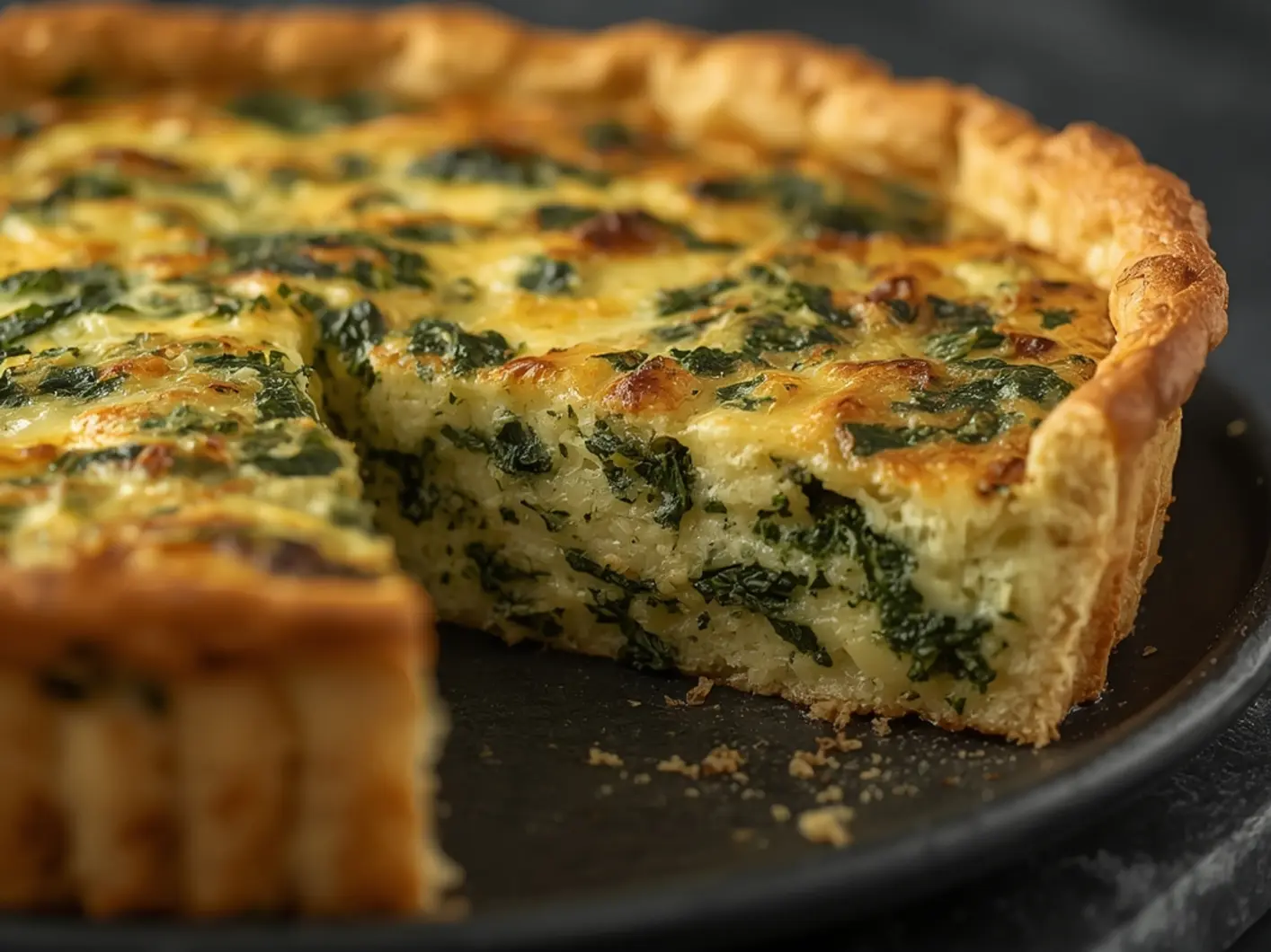 air fryer spinach quiche: Golden air fryer spinach quiche with fluffy texture and melted cheese, ready to serve.