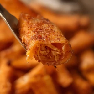 Air Fryer Sweet Potato Fries Low Cal: Crispy golden air fryer sweet potato fries low cal with paprika seasoning.