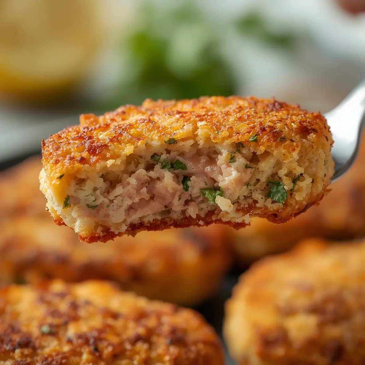 Air Fryer Tuna Patties: Crispy golden air fryer tuna patties with a crunchy panko coating and moist, flaky interior, ready to serve.