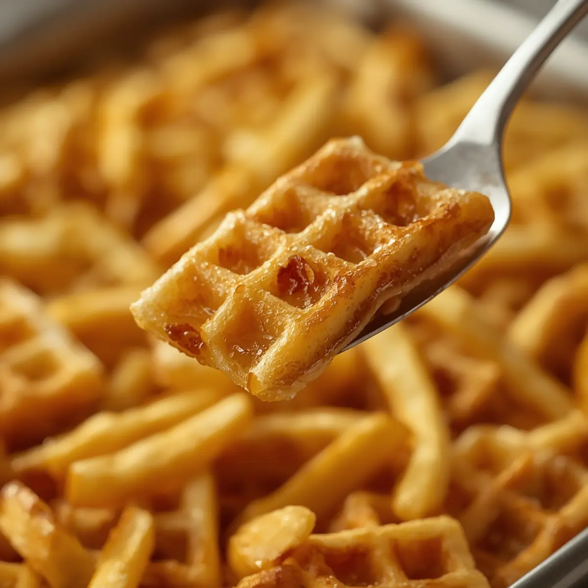 air fryer waffle fries: Crispy golden air fryer waffle fries with crunchy edges and perfect grid texture.