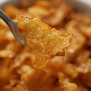 air fryer wonton chips: Golden crispy air fryer wonton chips piled high on a plate, showing delicate lacy texture and perfect browning