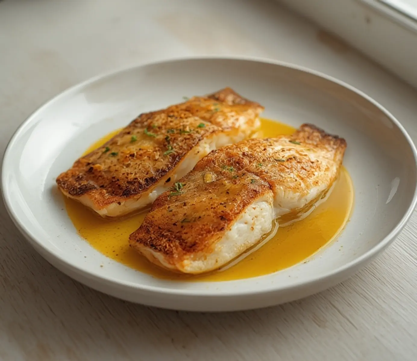 air fryer barramundi crispy: Golden crispy skin on air fryer barramundi fillets with moist white flaky flesh.