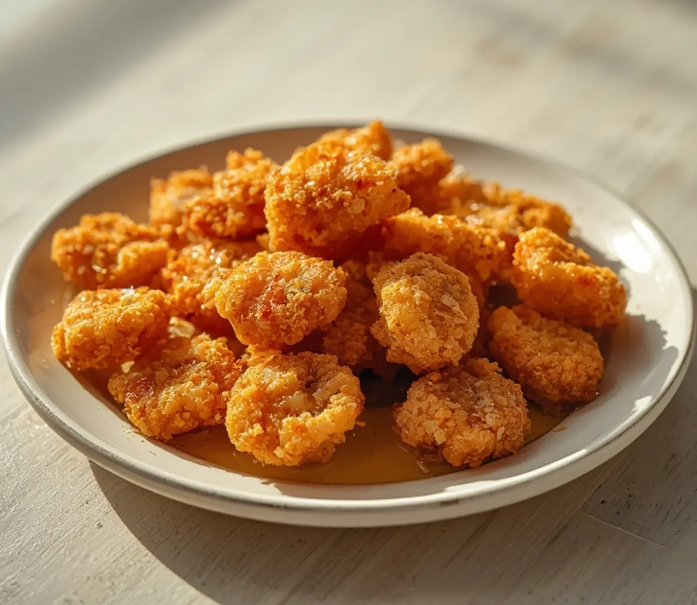 air fryer clam strips: Crispy golden air fryer clam strips with crunchy coating and seasoning, ready to eat.