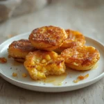 air fryer corn nuggets: Golden air fryer corn nuggets with crisp edges on a white plate, sweet corn filling visible.