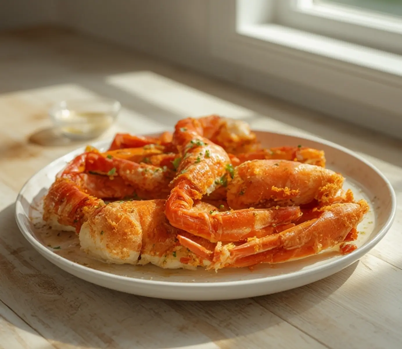 air fryer dungeness crab: Golden air fryer Dungeness crab legs with garlic butter and parsley, glistening and crispy.