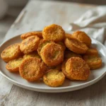 air fryer fried okra southern: Golden crispy air fryer fried okra southern style in a basket with crunchy texture.