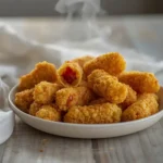 air fryer fried pickles: Golden crispy air fryer fried pickles with a crunchy panko coating on a serving plate.