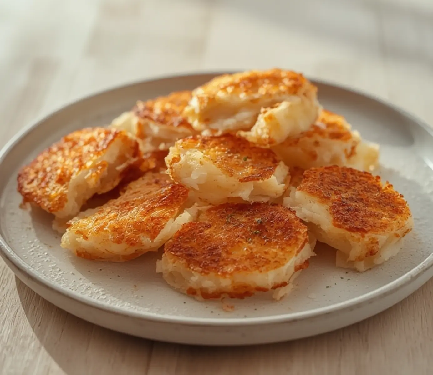 air fryer imitation crab: Golden crispy air fryer imitation crab sticks on a plate with lemon wedges