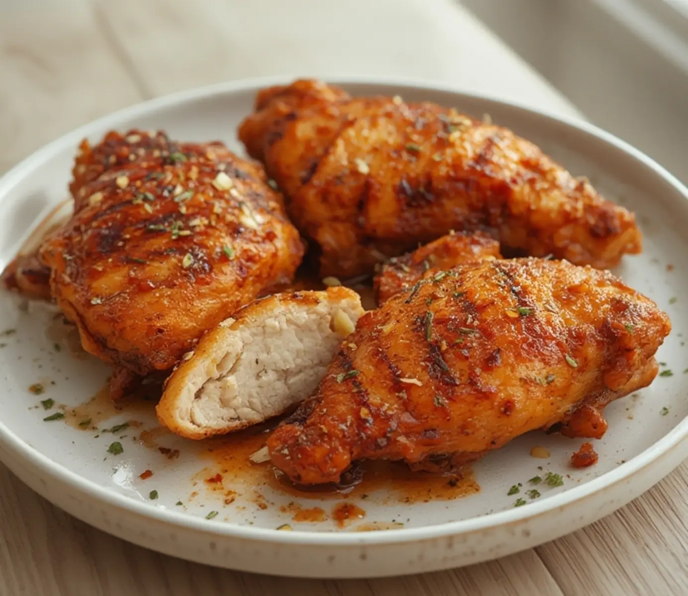 air fryer jerk chicken: Crispy golden air fryer jerk chicken pieces with juicy interior and visible spices.
