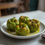 air fryer padron peppers: Crispy golden blistered air fryer padron peppers piled high with flaky salt