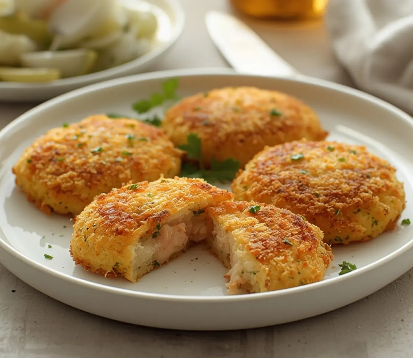 air fryer salmon patties crispy: Crispy golden brown salmon patties with a crunchy panko coating, fresh dill, and a moist interior, cooked to perfection.