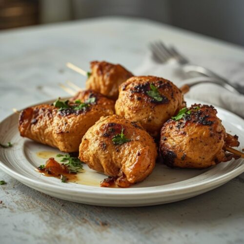 air fryer seekh kebab: Golden brown air fryer seekh kebab with crispy edges and charred top on a plate, perfect for Air Fryer Dinners.