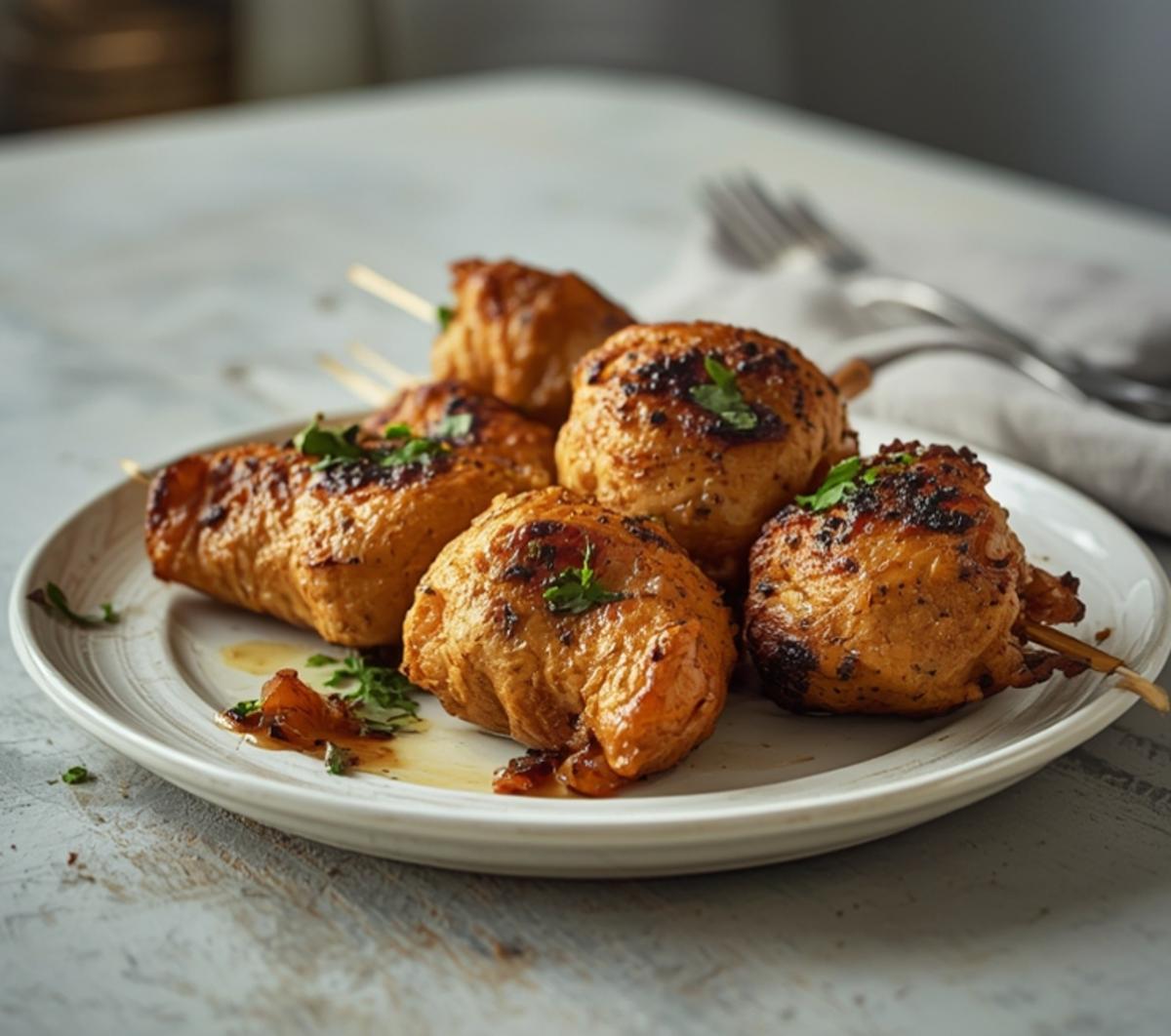 air fryer seekh kebab: Golden brown air fryer seekh kebab with crispy edges and charred top on a plate, perfect for Air Fryer Dinners.