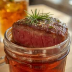 air fryer sirloin steak fathers day: Juicy air fryer sirloin steak with a crispy crust and pink center, topped with rosemary and garlic for Father's Day.