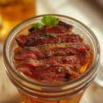 air fryer skirt steak: Sizzling air fryer skirt steak with crispy edges and juicy pink center, seasoned with paprika and garlic.