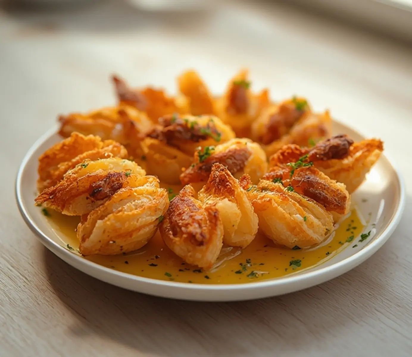 air fryer snow crab legs: Crispy golden air fryer snow crab legs brushed with garlic butter and parsley garnish