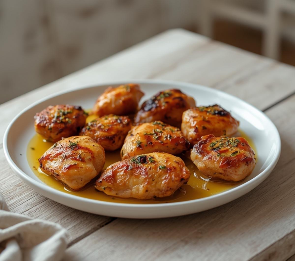 air fryer souvlaki chicken: Golden brown air fryer souvlaki chicken skewers with aromatic herbs and glistening olive oil.