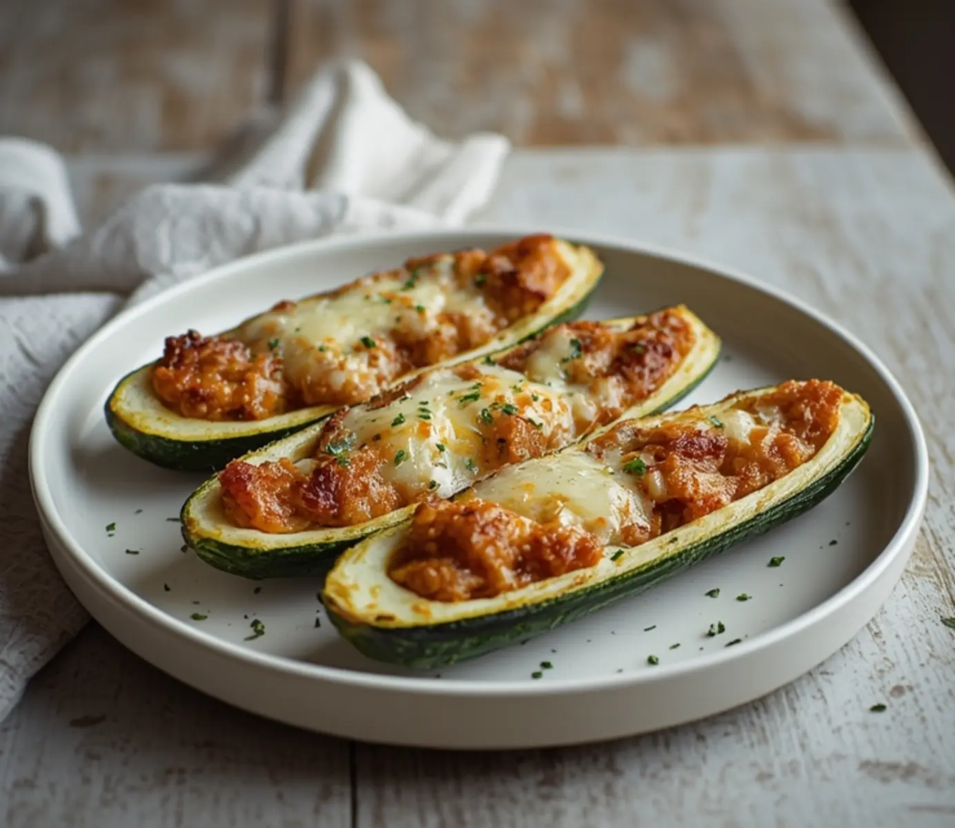 air fryer stuffed zucchini: Golden air fryer stuffed zucchini boats with melted cheese and savory filling.