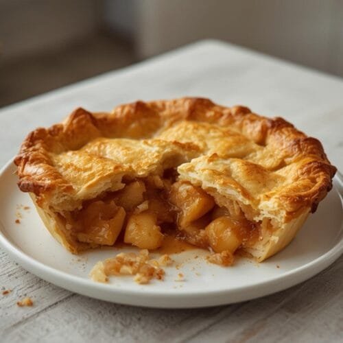 Air Fryer Apple Pie: Golden air fryer apple pie with a flaky, crisp crust and glistening cinnamon apple filling.