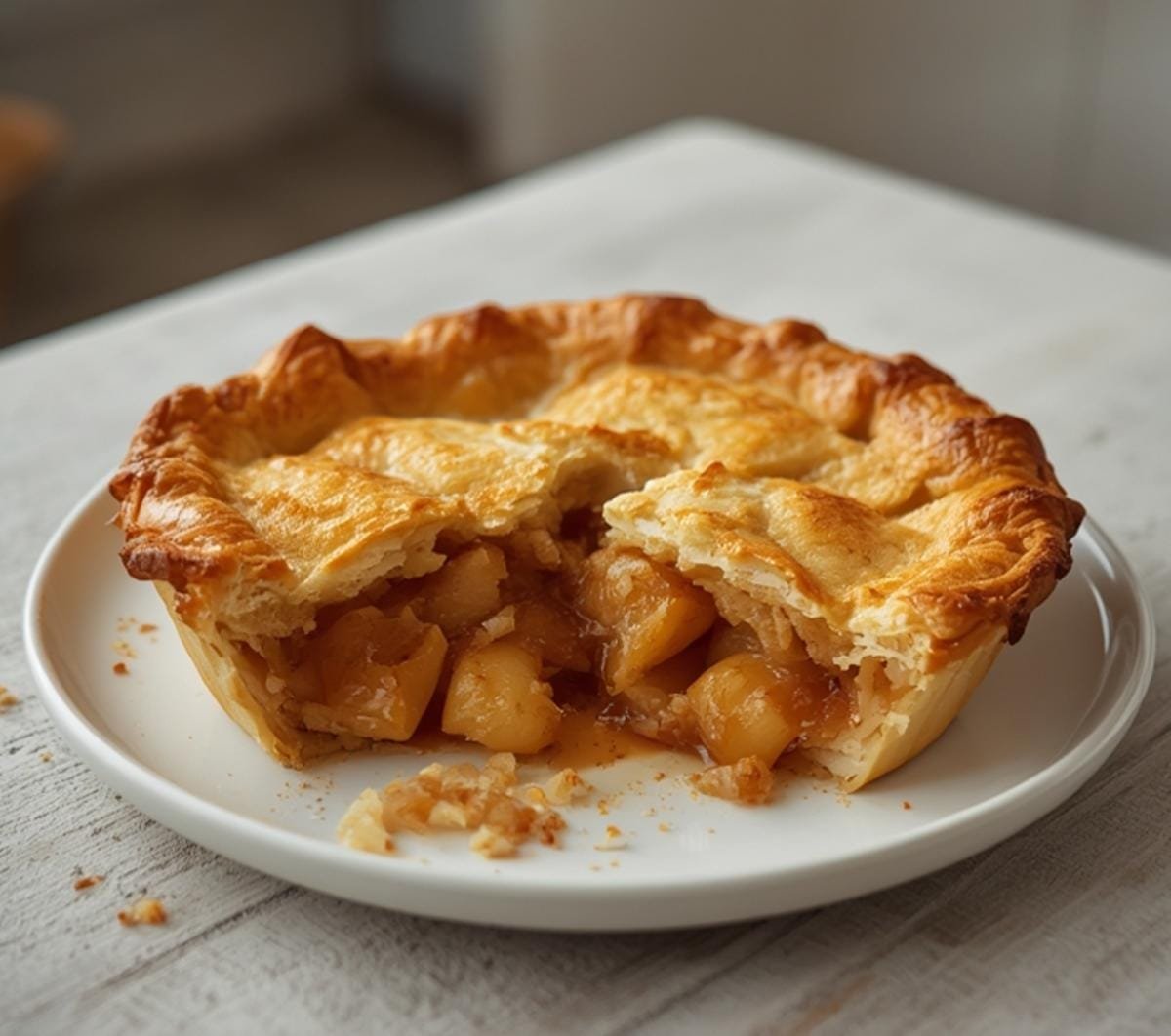 Air Fryer Apple Pie: Golden air fryer apple pie with a flaky, crisp crust and glistening cinnamon apple filling.