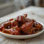 Air Fryer BBQ Beef Tips: Glistening BBQ beef tips with caramelized glaze and crisp edges in air fryer basket