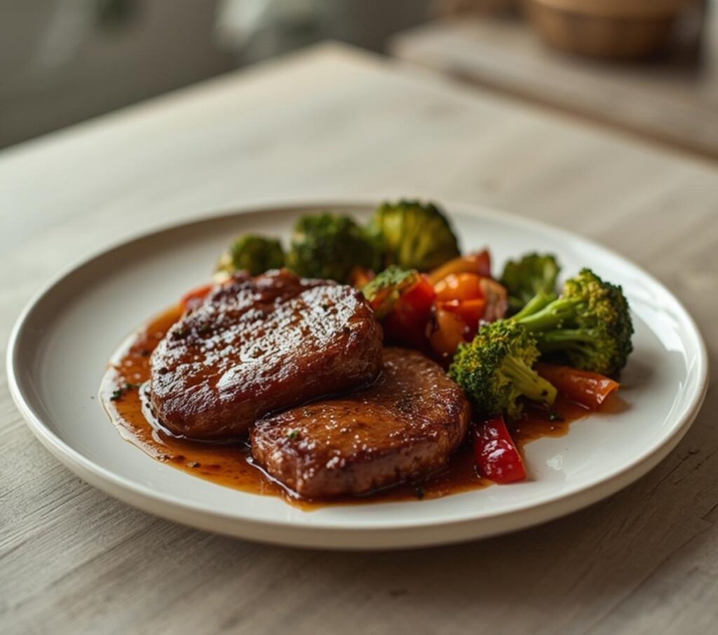 Air Fryer Beef Stir Fry: Juicy air fryer beef stir fry with crispy broccoli and peppers in a basket