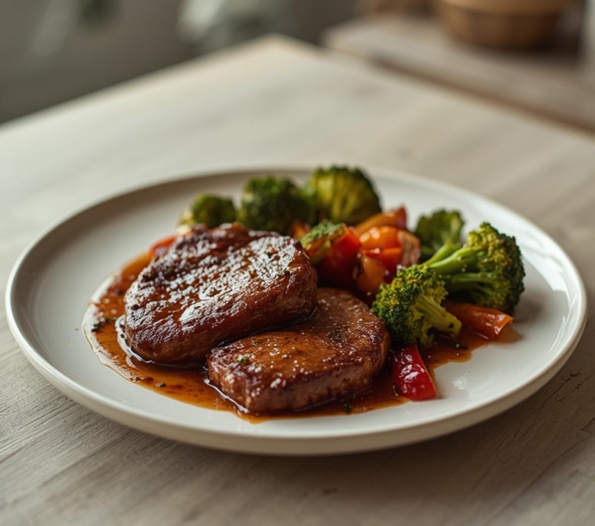 Air Fryer Beef Stir Fry: Juicy air fryer beef stir fry with crispy broccoli and peppers in a basket