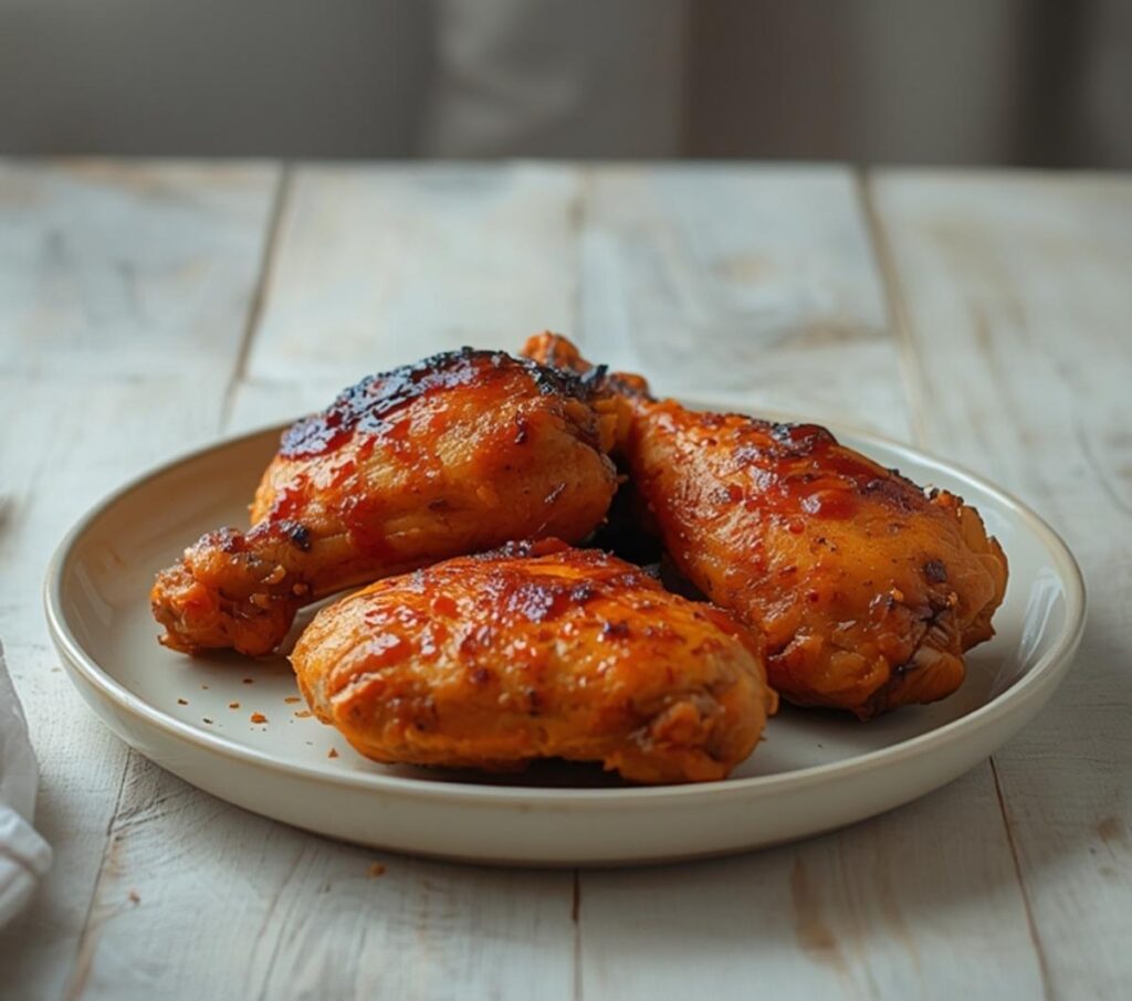 Air Fryer Buffalo Chicken Thighs: Crispy golden air fryer buffalo chicken thighs with a spicy glaze, perfect for dinner.