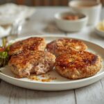 Air Fryer Crispy Turkey Burgers: Golden crispy air fryer turkey burgers with crisp edges on a plate, perfect for quick dinners.