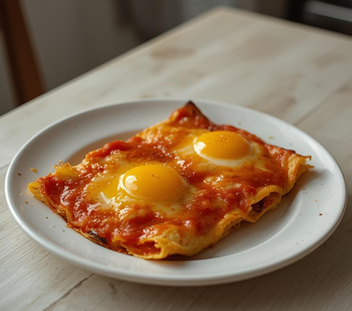 air fryer huevos rancheros: Crispy Air Fryer Huevos Rancheros with golden tortillas, eggs, and sauce