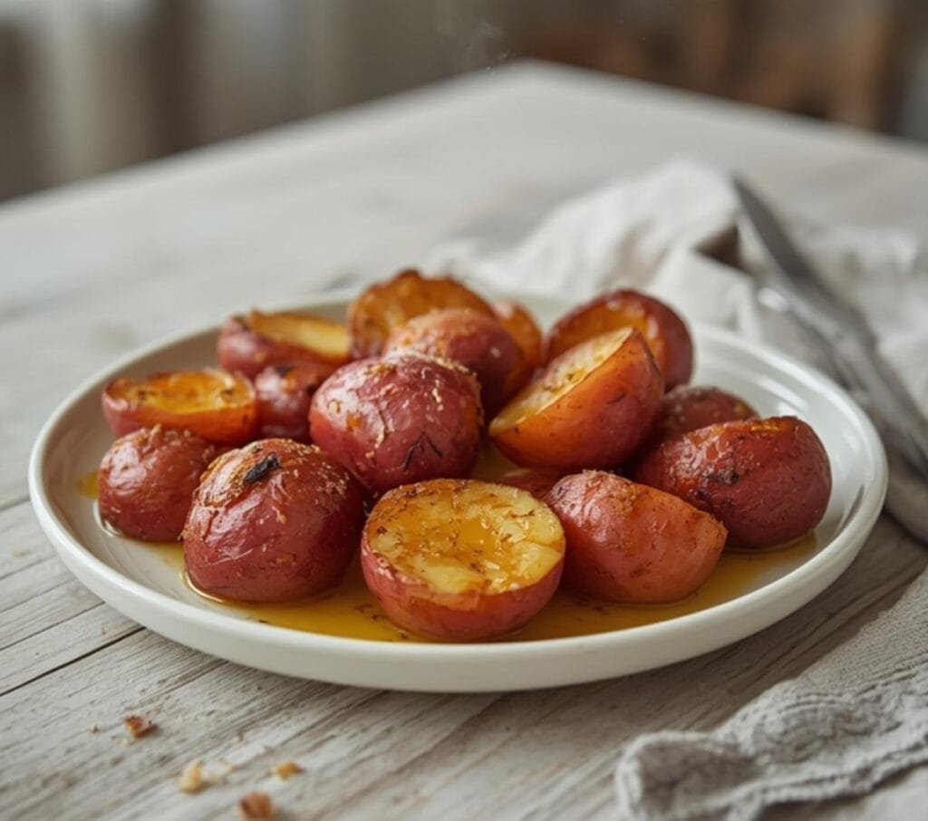 Air Fryer July 4th Potatoes: Crispy air fryer July 4th potatoes with red and blue colors, golden edges, and parsley garnish.