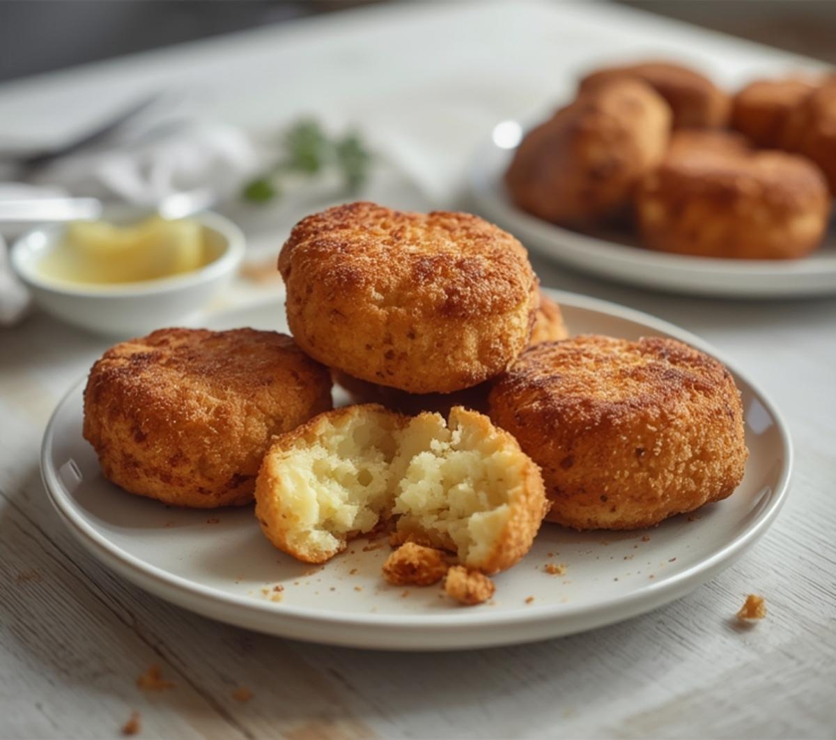 air fryer potato croquettes: Golden crispy air fryer potato croquettes with crunchy panko coating on a plate.
